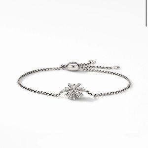 David Yurman Starburst Station Chain Bracelet Sterling Silver with Pavé Diamonds